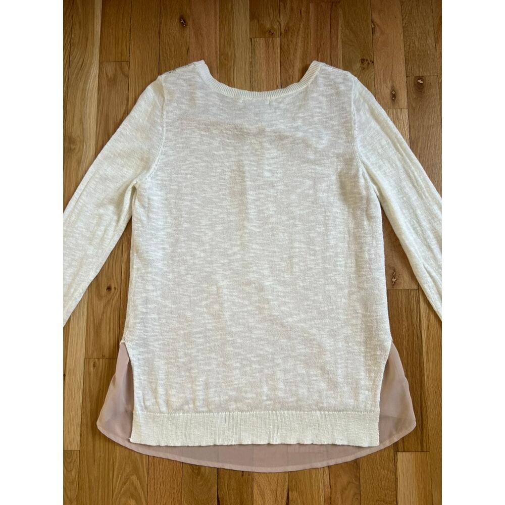 Skies Are Blue Cream Sweater Crochet Panel Peach Inside layer Knit 90s (size S) - Picture 6 of 7